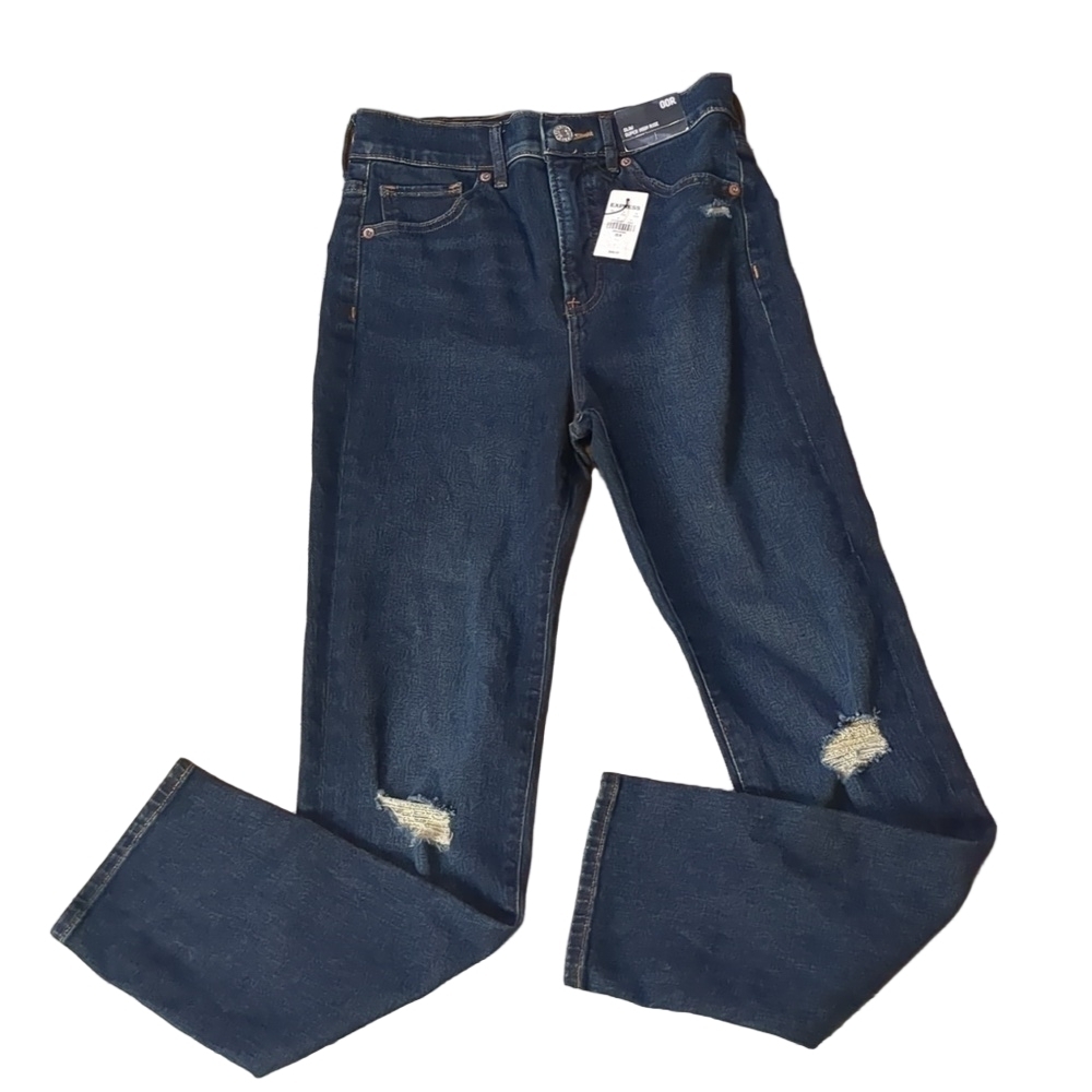 Express distressed slim super high rise jeans size 00R